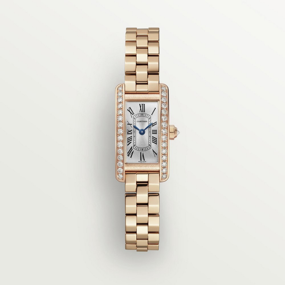 Đồng Hồ Cartier Tank Américaine Mini Watch Nữ Vàng Hồng Xám